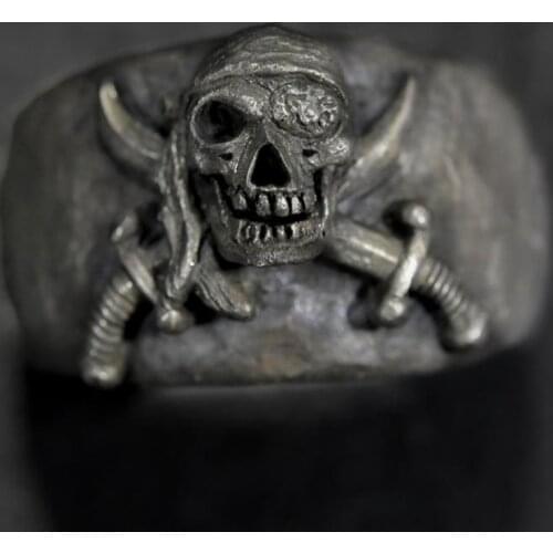 FDLK Heavy Metal Vintage Skeleton Skull Ring For Men Gothic Punk Crossbones Deaths Head Skull Ring Rock Biker Jewelry Wholesal