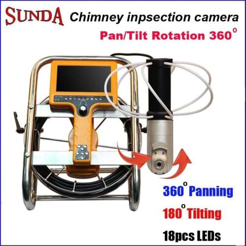 Chimney Inspection Camera 7inch DVR Monitor 360 Degree Rotation Camera Industrial Pipe Video Inspection System 20meter cable