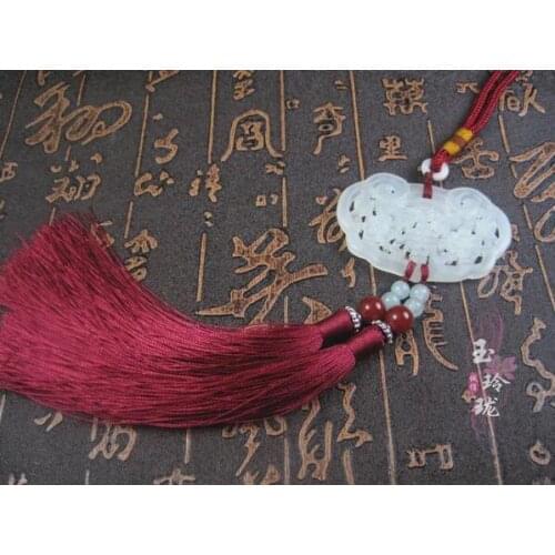 China white Jade Brand tassels hanging on the waist Hanfu placket Fan Pendant
