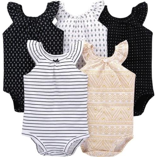 Ircomll Toddle Infant Rompers Overalls Newborn Clothes Baby Girls' 5 Pack Strap Bodysuit Onesies Sleeveless Bodysuit