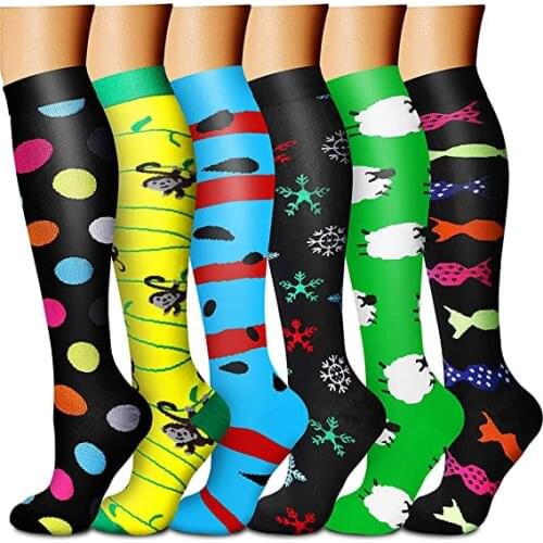 Running Men Women Compression Socks Animal Prints Leg Relief Pain Pain Knee High Support Running Cycling Long Pressure Stockings