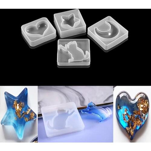 Cat Silicone Molds Epoxy Resin Transparent Mini Heart Moon Star Mold For DIY Craft Jewelry Making Charms Keychain Tools