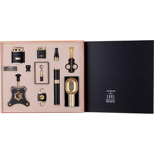 Cigar set ashtray lighter cigar tube cigar drill cigar cutter cigarette holder 10pcs sets of smoking set CQ-9999