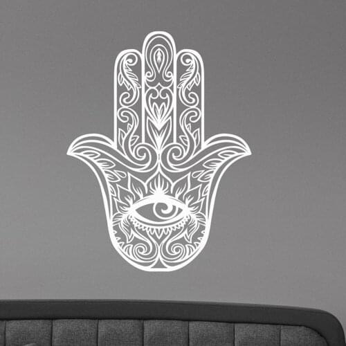 Wall Art Decal Hand of Removable Vinyl Sticker Indian Pattern Evil Eye Decorations for Home Yoga Studio Bedroom Decor G228