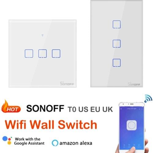 SONOFF TX Series T0 T1 T2 T3 EU US UK WiFi DIY Wall Switch For EWelink APP Smart Remote Control Work With Google Home Alexa