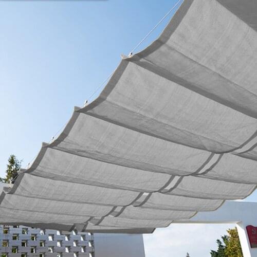 Customize Grey Telescopic Wave Sun Shade Net Thicken Balcony Terrace Sunshade Nets Outdoor Swimming Pool Sunshade Sails