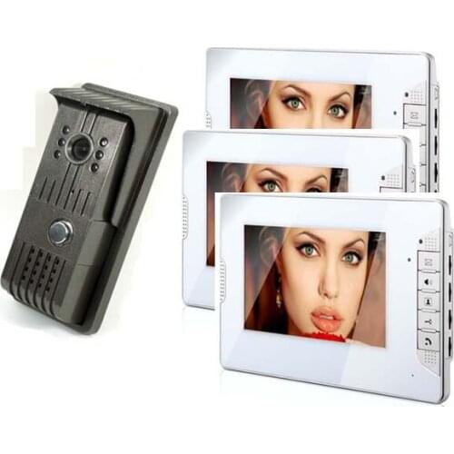 New Arrival 7"TFT LCD video door phone / intercom system Security doorbell, IR Camera 1 camera+3 monitors