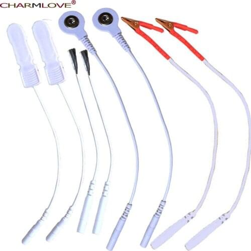 New 8pcs Shock Therapy Electro Sex Kit 4 Kind Lead Wires Adult Electric Shock Sex Product Tens Electrodes Cables Accessories