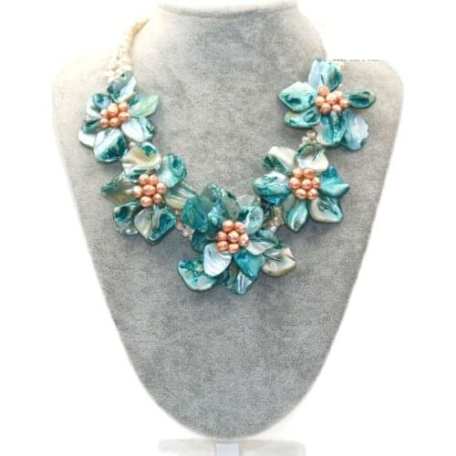 MADALENA SARARA European American Festival Freshwater Pearl Necklace And Shell Flower Necklace Colorful Multi-row Personality