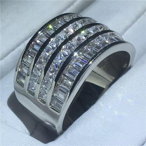 Luxury ring 925 Sterling silver T shape AAAAA Cubic Zirconia Engagement Wedding Band Rings for women men Party Jewelry