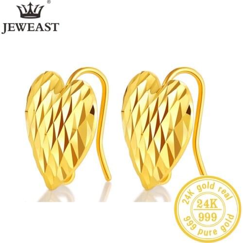 JLZB 24K Pure Gold Earring Real AU 999 Solid Gold Earrings Nice Good Upscale Trendy Fine Jewelry Hot Sell New 2020