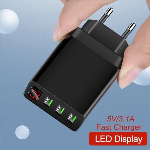 3USB Phone Charger 3.1 A Fast Charging Adaptor LED Display Wall Mobile EU/US/UK Phone Charger For iPhone Samsung Xiaomi huawei