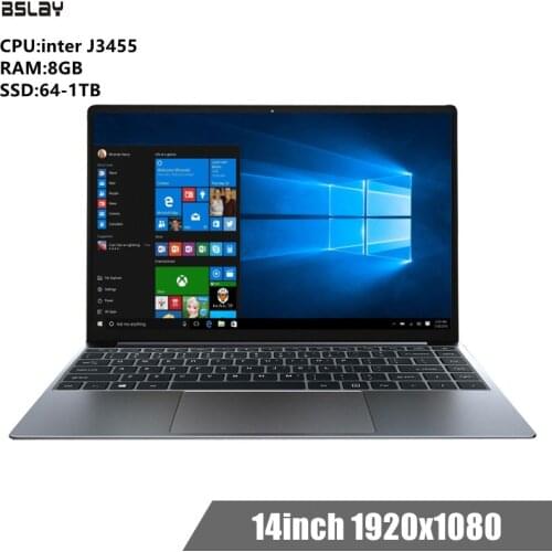 Ultra-thin 14 inchJ3455 8G RAM 128GB 256GB 512GB 1TB .SSD Laptop 1920*1080 Screen Notebook Computer with windows 10 OS
