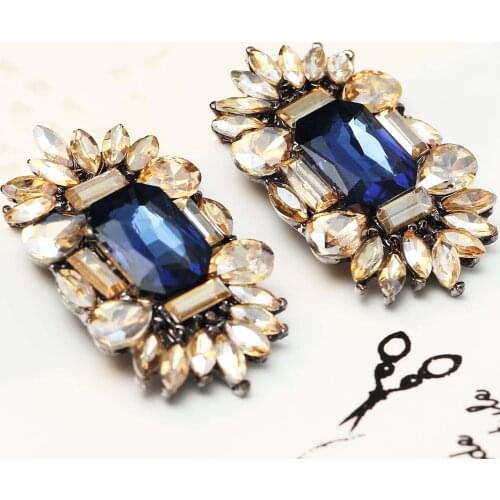 YaYi Jewelry Fashion Brown Glass Crystal Rhinestone Dangle Women Ancient Gold Color Wear Ear Band Long Tassel Earrings