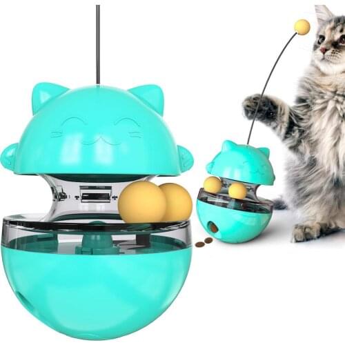 Funny Tumbler Cat Toy with Cat Stick Treat Leaking Toy for Cats Kitten Self-Playing Puzzle Interactive Cat Toys Pet Products