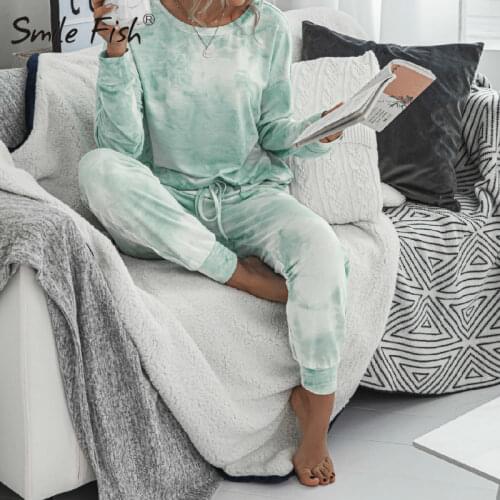 Spring Autumn Long Sleeve Tracksuit Women Top and Long Pants Sets Tie Dye Print 2 Two Piece Set Dyeing Conjunto Feminino G1682