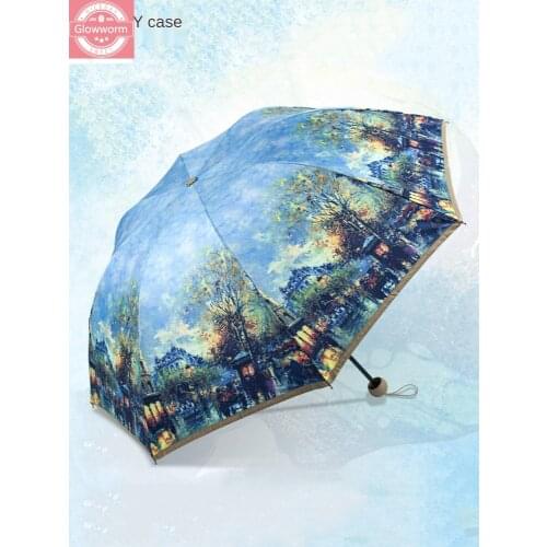 Sunny and rain-dual umbrella female compact portable manual folding sun protection and UV protection simple umbrella
