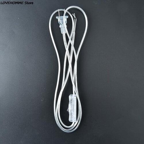 1.8m Transparent Wire Extension Cable Line Cable US Plug Light Switching On Off Power Cord For LED Lamp With Button Switch