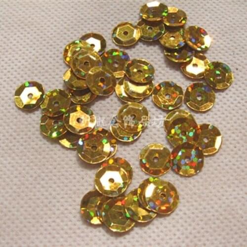 10mm laser Sequins PVC bulk Convex shape gold glitter sequins Wedding apparel footwear accessories