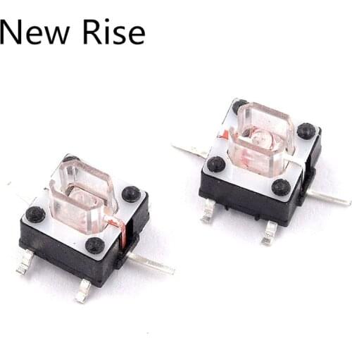 10PCS 6*6*7mm SMT tactile switches Red light led micro switch 6x6x7 6x6x7mm Light touch 6x6mm SMD