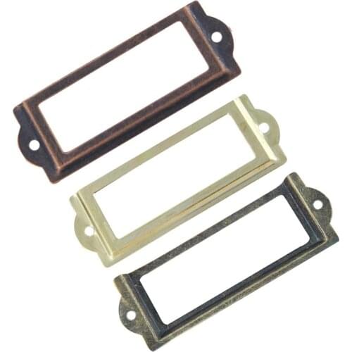 10Pcs Antique Labesl Pull Frame File Name Card Holder for Cabinet Drawer Box Case