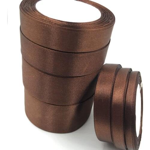 25 yards/roll) D-Coffee Single Face Satin Ribbon Wholesale Gift Wrapping Christmas ribbons 32