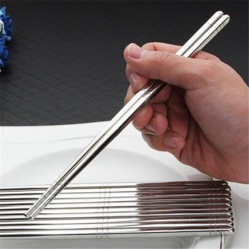 5 Pairs/Lot Chinese Metal Chopsticks Non Slip Stainless Steel Chop Sticks Set Reusable Food Sushi Baguette Chopsticks Tableware