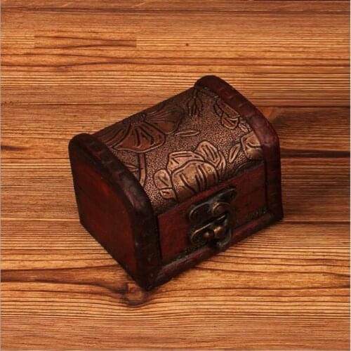 50pcs Small Vintage Trinket Boxes Wooden Jewelry Storage Box Treasure Chest Jewelry Case Home Craft Decor Randomly Pattern