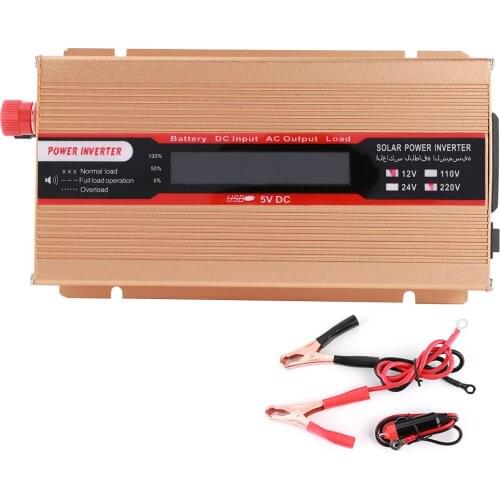 5000W Car Power Converter DC12V To AC110V/220V Modified Sine Wave Inverter With LCD Display Universal Socket USB Interface