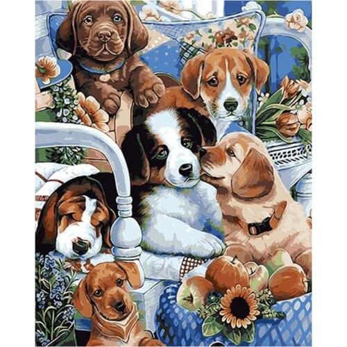 5D DIY Diamond Painting Warm Family of Dog Home Decor Handmade DIY Gift