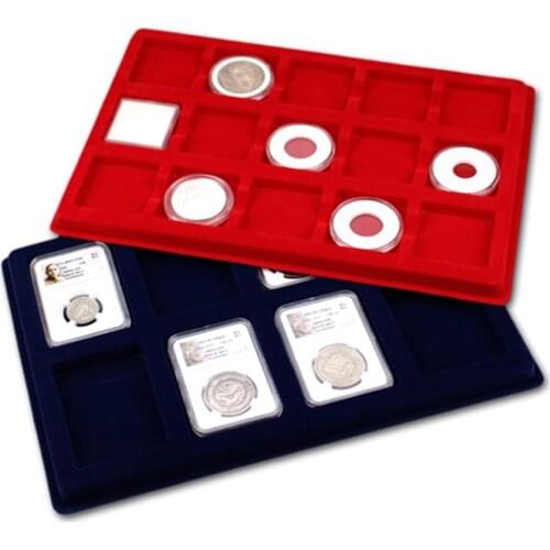 8 Grid Velvet Frame Series Display Tray Coin Holder for NGC Coin Display Box -Red
