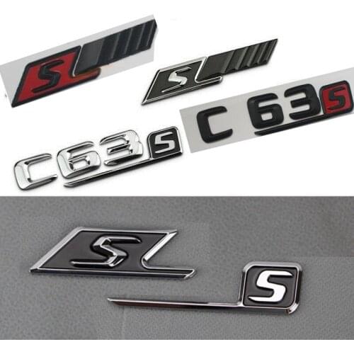 ABS S Badge car rear emblem sticker for Mercedes Benz w117 cla45 w205 c63 w212 e63 w207 w176 a45 x156 gla45 AMG Styling
