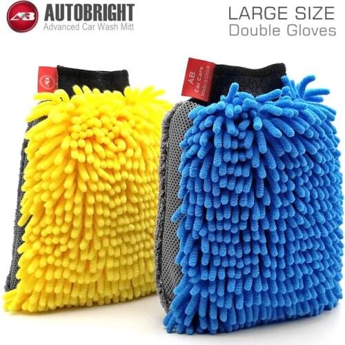 Car Wash mitt gloves Large Big Size Microfiber Chenille Gloves Thick Double-faced Glove Wax Foam Auto Detailing cleaning
