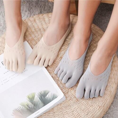 Velvet Five-toe Socks Mesh Ultra Low Cut Liner with Gel Tab Breathable Thin Invisible Socks for Women Summer TT@88