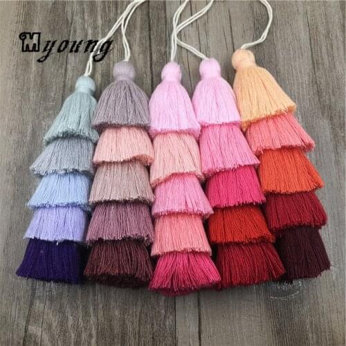 BOHO Layered Tassels Fringe Five Tier Tassels Pendant Triple Cotton Tassel Ombre Tiered Earrings Tassels MY1491