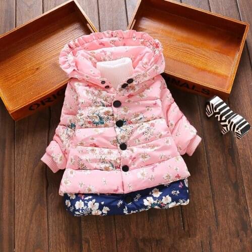 CHCDMP New Girls Outerwear Childrens Clothing Baby Girl Fashion Printed Cotton Coat Kids Winter Warm Jacket Clothes for 1-4 Y