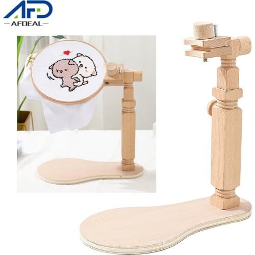 Wood Embroidery Stand Hoop Cross Stitch Hoop Set Adjustable Desktop Embroidery Hoop Ring Frame DIY Sewing Tool