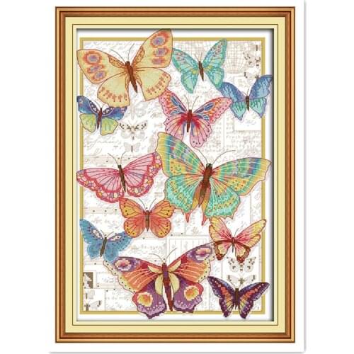 Butterflies Fly Freely DMC Cross Stitch Fabric Chinese Counted Cross Stitch Pattern Painting kits-for-embroidery Home Decor