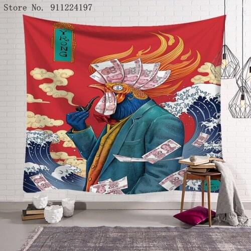 Chinese Style Tapestry Wall Hanging Watercolor Home Living Room Bedroom Fabric Hanging Painting Background Decoration