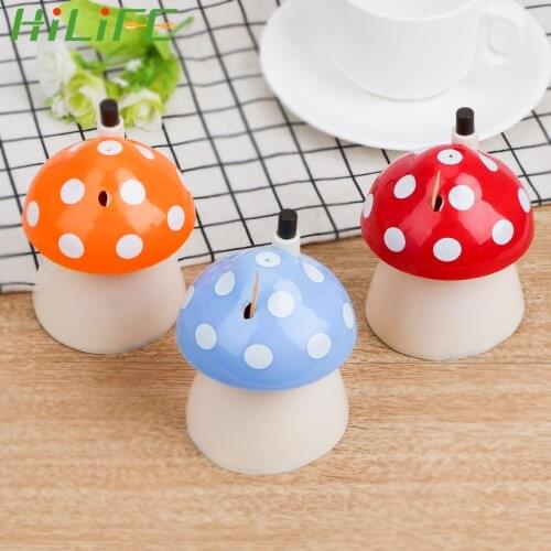 HILIFE Dust-proof Toothpick Storage Container Box Mushroom Shape Toothpick Holder Tableware Plastic Automatic Toothpick Dispense