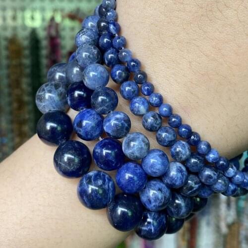 Dark Blue Natural sodalite Stone Round Beads For Jewelry Making Loose Spacer Beads Diy Bracelet Necklace Accessories 4-12mm 15