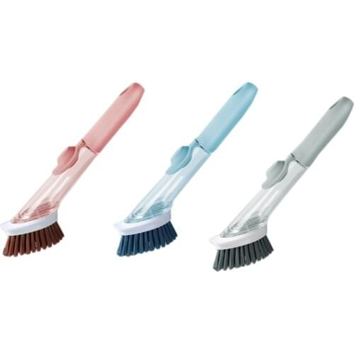 Kitchen Long Handle Cleaning Brush Kitchen Brush Pot with Removable Brush Sponge Dispenser Dishwashing Brush