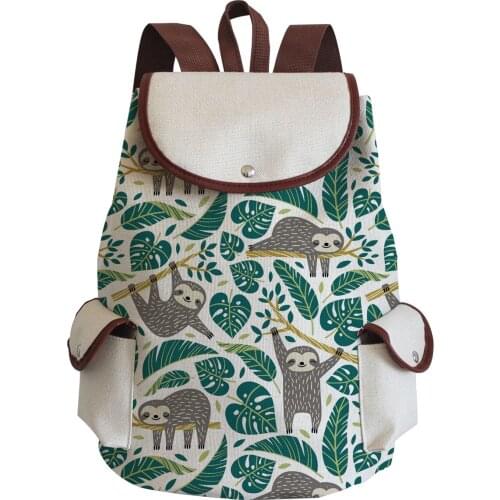 Fashion Backpack Women Backpack Animal Drawstring Bags Sloth Printed School Bag New Book Bag For Teenager Girls Backapck Female