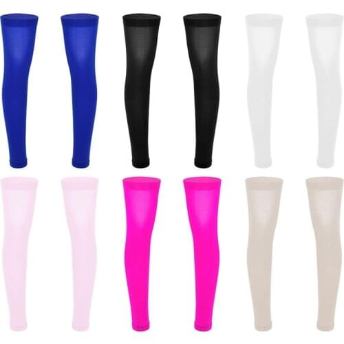 Mens Sexy Stocking Thigh High Full Leg Sleeve Footless Knee Brace Thigh and Calf Support Socks Stretchy Stockings For Men