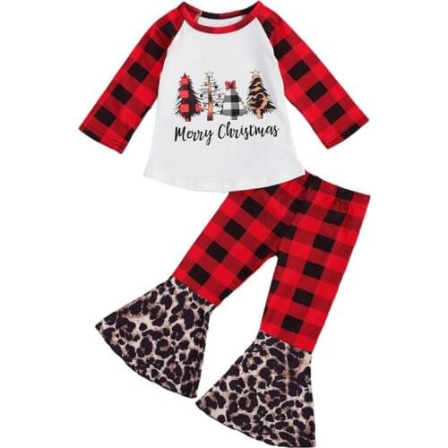 Fashion New Winter Fall Design Clothes Sets Kids Girls Long Sleeve Clothing Cute Baby Girls Christmas Boutique Cotton Outfits