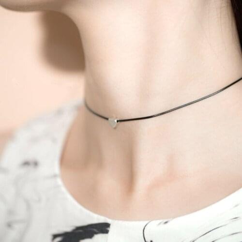 New Lover Jewelry Fashion Heart Chokers Necklace Wax Rope Sweet Love Elegant Clavicle Chain Female Charm Short Women Accessories