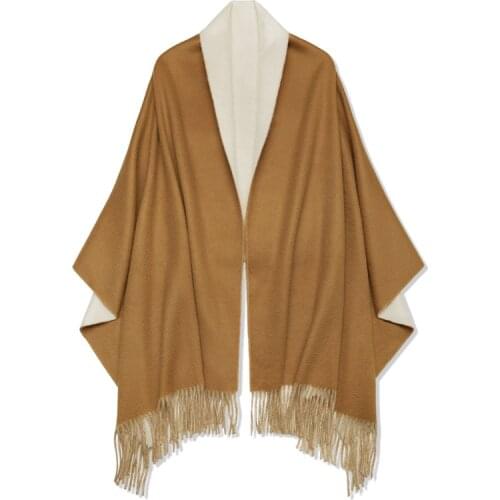 Pashmina Women Blanket Big Size Shawl Wrap Autumn Winter Ladies Double-Sided Thick Warm Fashion Tassel Cashmere Scarf 465g