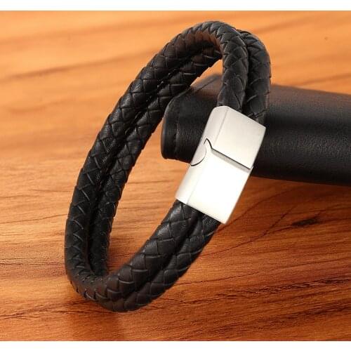 Classic Design Antique Black Braided Bracelet Personality Gift For Men Genuine Leather Bracelet Bangle Birthday Party Jewelry