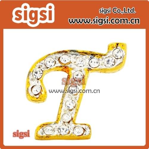 Gold plated crystal letter T brooch jewelry rhinestone Pin Jewelry Gift wholesales