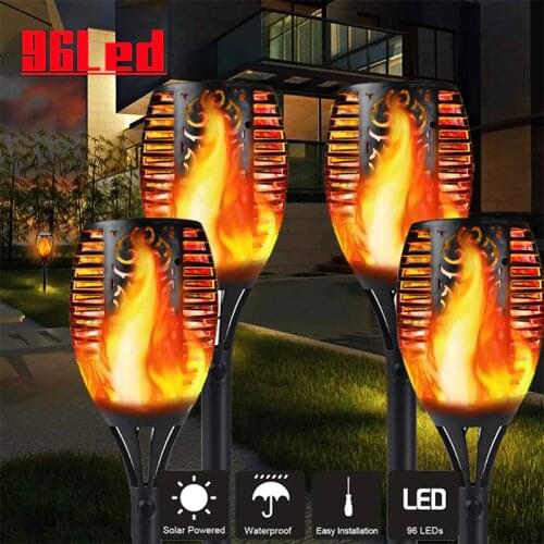 96LED Outdoor Solar Spotlights Auto on/Off Waterproof 4-Pack Flames Lights for Yard Garden Pathway Driveway Street Spotlight